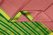 Mysore crepe pure silk saree in onion pink   with small checks & buttis all over the body.