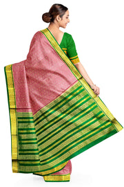 Mysore crepe pure silk saree in onion pink   with small checks & buttis all over the body.