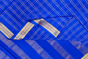 Mysore crepe pure silk saree in royal blue  in fine zari checks all over the body