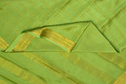 Mysore crepe pure silk saree in pista green  in fine zari checks all over the body