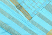 Mysore crepe pure silk saree in pool blue  in fine zari checks all over the body