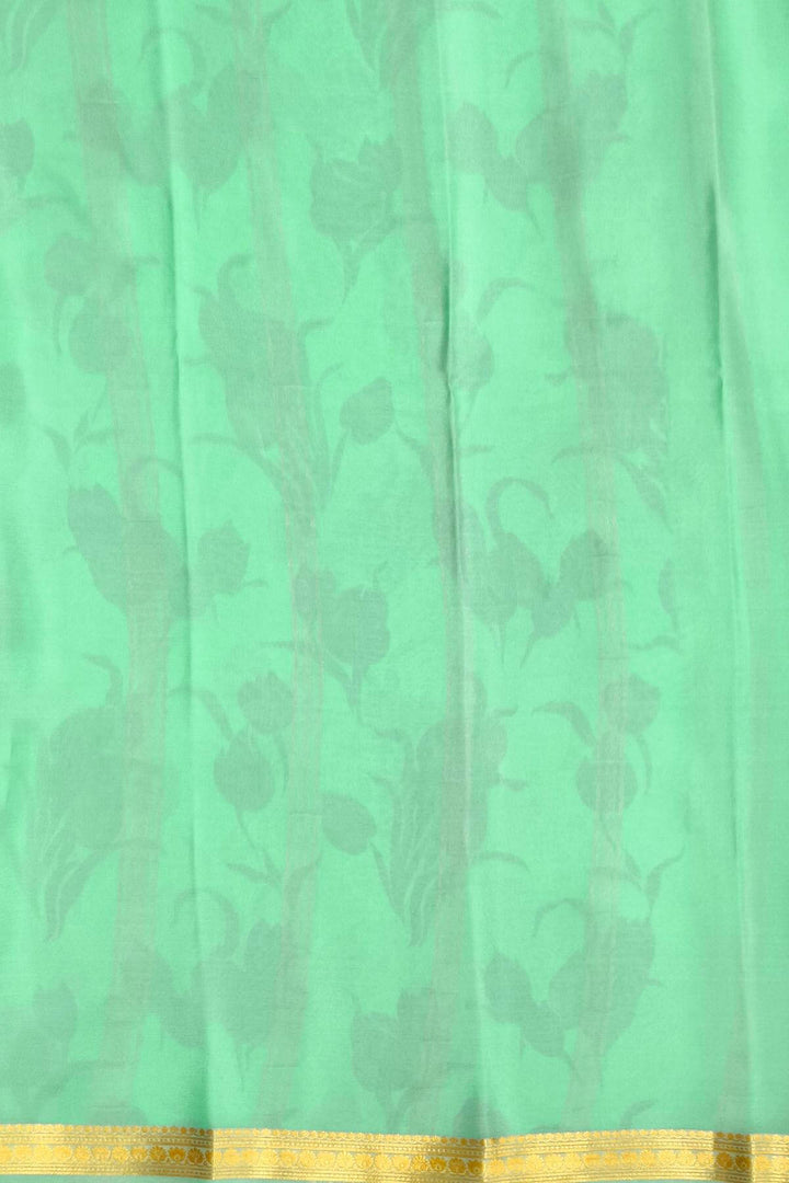 Printed Mysore crepe pure silk saree in pool blue