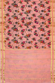 Printed Mysore crepe pure silk saree in rose pink