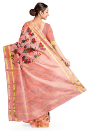 Printed Mysore crepe pure silk saree in rose pink