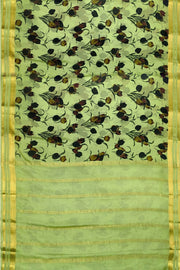 Printed Mysore crepe pure silk saree in  pista green