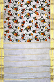 Printed Mysore crepe pure silk saree in  lavender