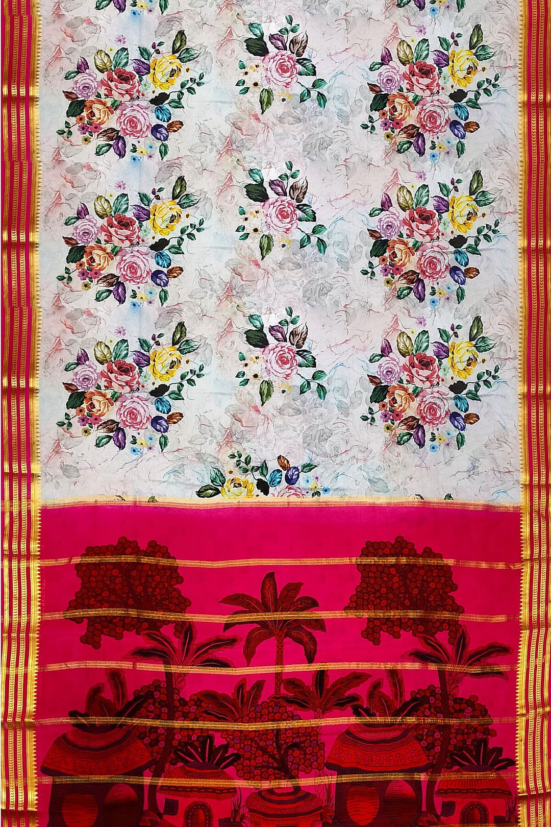 Printed Mysore crepe pure silk saree in  lavender