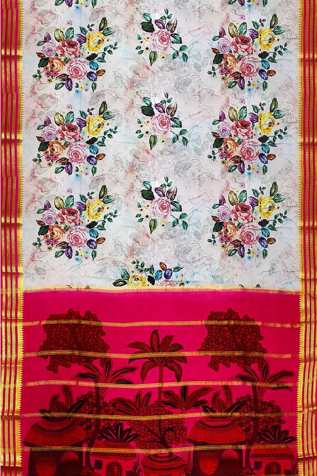 Printed Mysore crepe pure silk saree in  lavender
