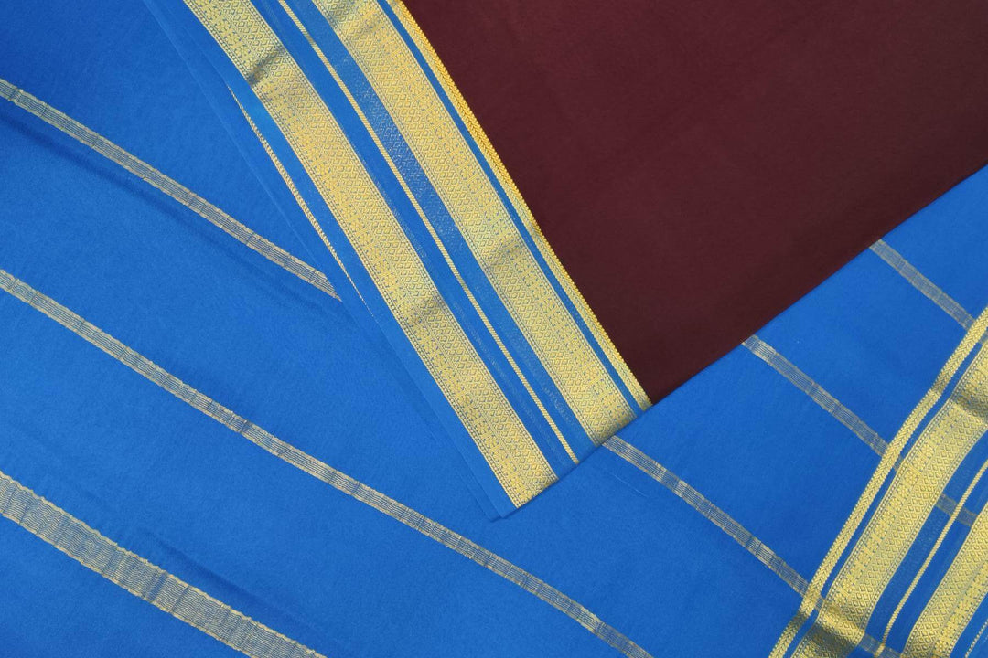 Mysore crepe pure silk saree in  wine with a contrast pallu