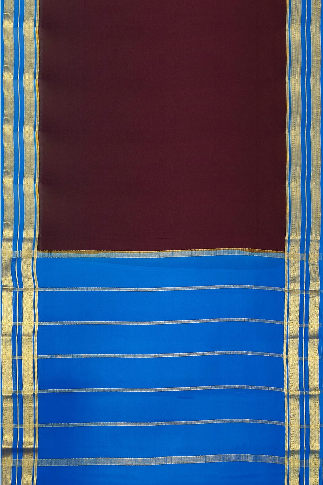 Mysore crepe pure silk saree in  wine with a contrast pallu