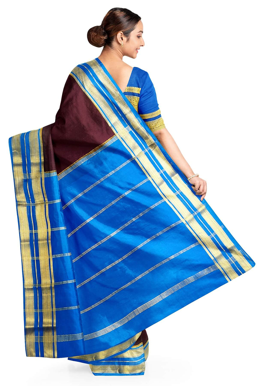Mysore crepe pure silk saree in  wine with a contrast pallu