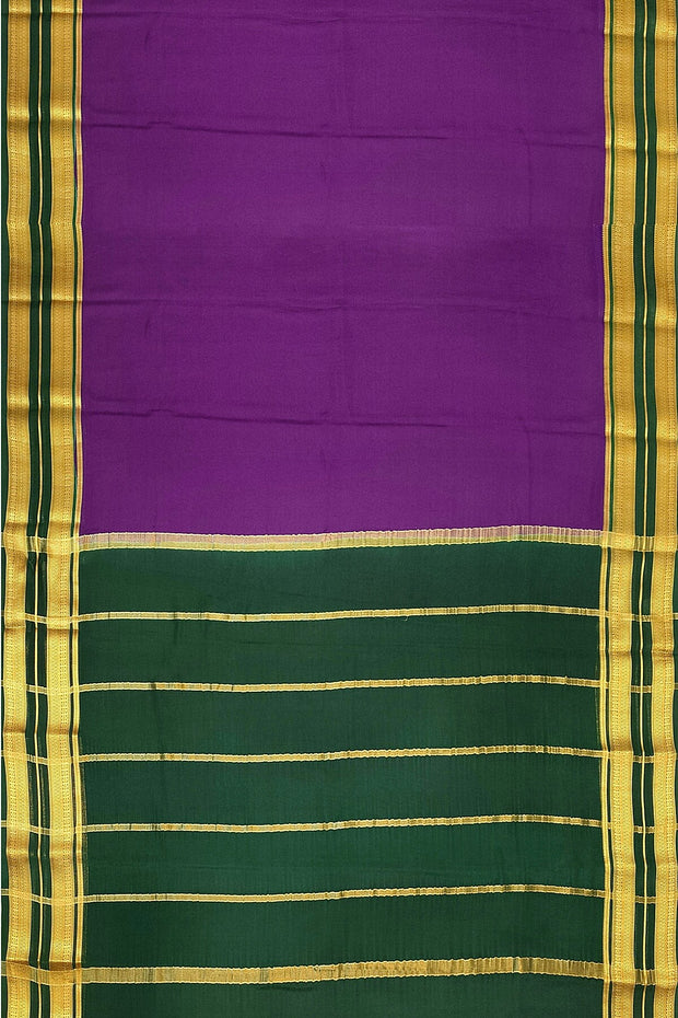 Mysore crepe pure silk saree in  violet with a contrast pallu