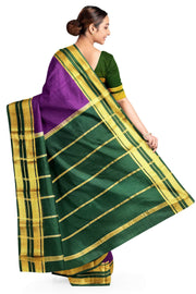 Mysore crepe pure silk saree in  violet with a contrast pallu