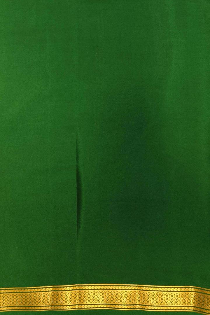 Mysore crepe pure silk saree in beige with contrast pallu & a two  inch border