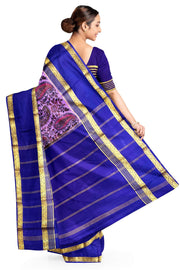 Printed Mysore crepe pure silk saree in  dark lavender with Bentex border
