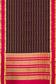 Mysore crepe pure silk saree in brown with zari stripes
