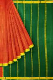 Mysore crepe pure silk saree in red  in binny checks