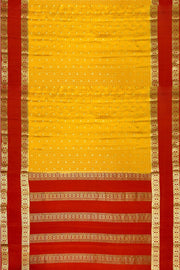 Mysore crepe pure silk saree in mustard with checks & buttis