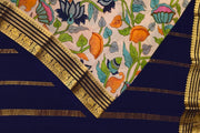 Printed Mysore crepe pure silk saree in off white