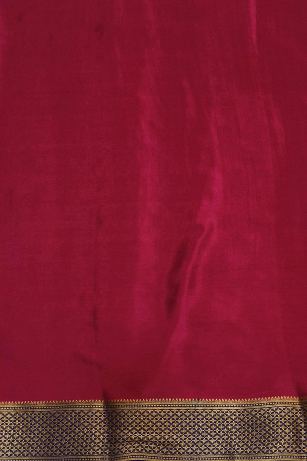 Mysore crepe pure silk saree in stripes  in pool blue & pink