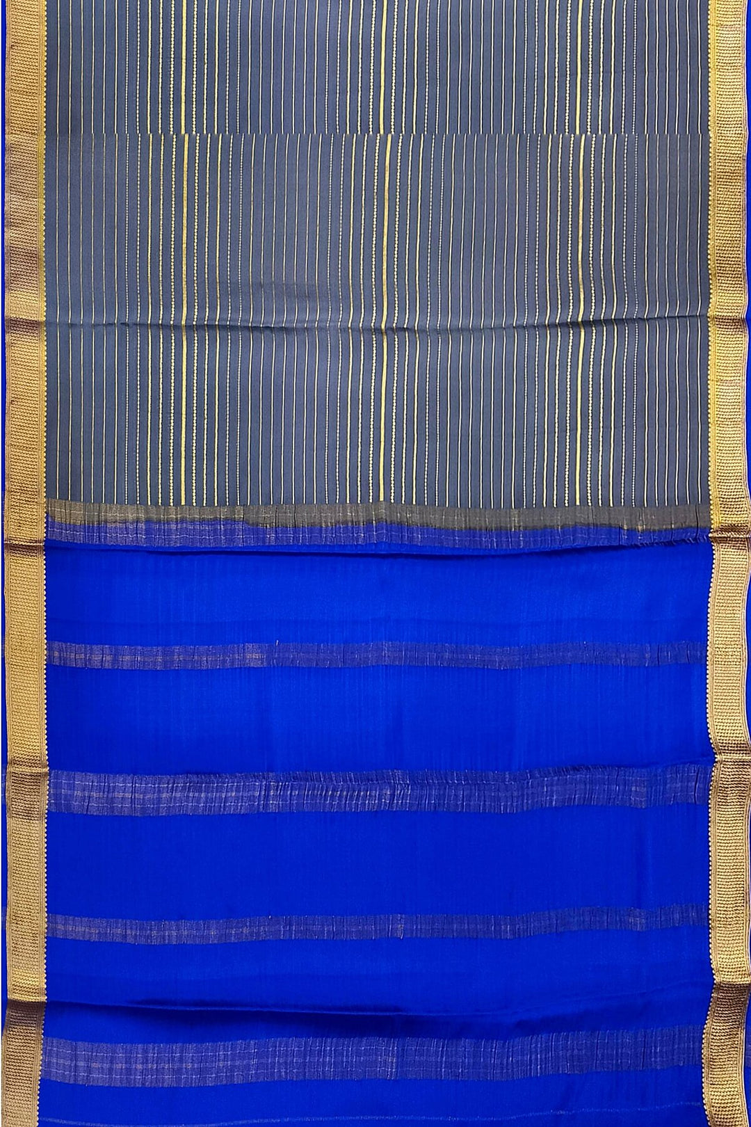 Mysore crepe pure silk saree in stripes  in grey