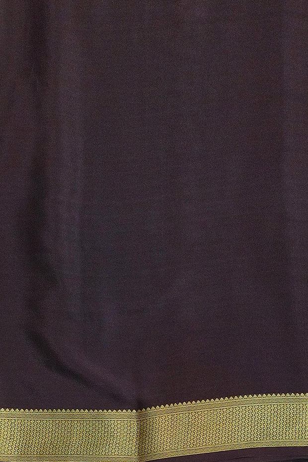 Mysore crepe pure silk saree in stripes  in chickoo colour