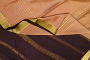 Mysore crepe pure silk saree in stripes  in chickoo colour