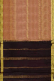 Mysore crepe pure silk saree in stripes  in chickoo colour