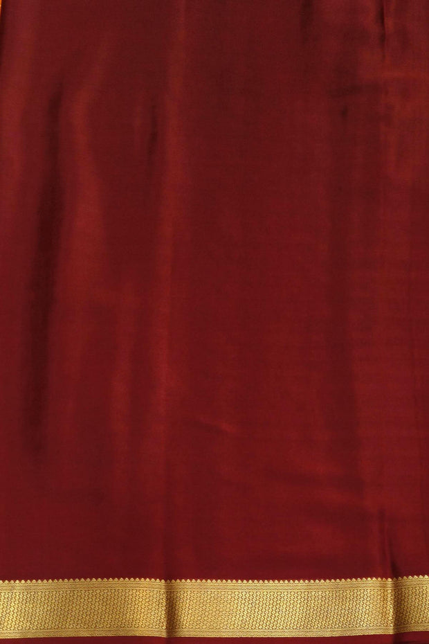 Mysore crepe pure silk saree in stripes  in orange