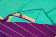 Mysore crepe pure silk saree in teal with binny checks