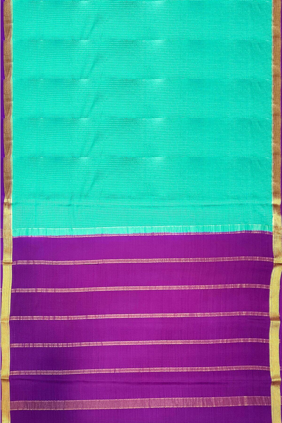 Mysore crepe pure silk saree in teal with binny checks