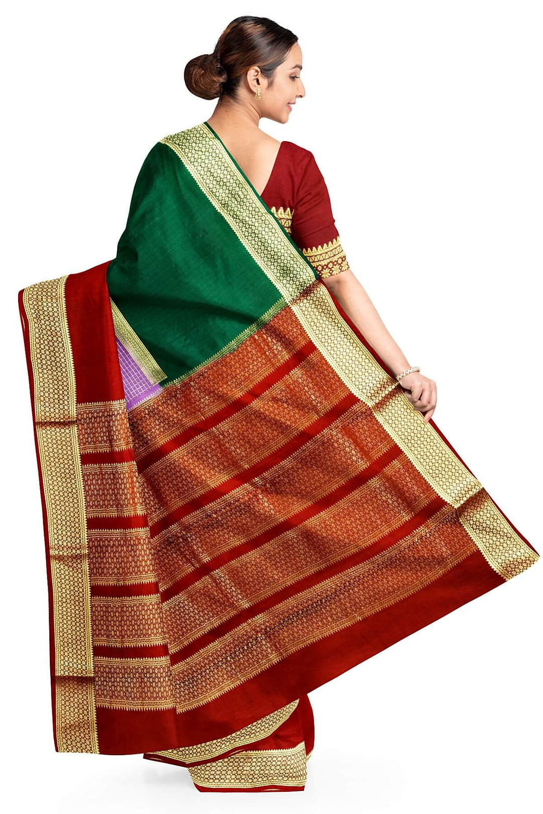 Mysore crepe pure silk saree in 3D ( green, lavender & maroon)