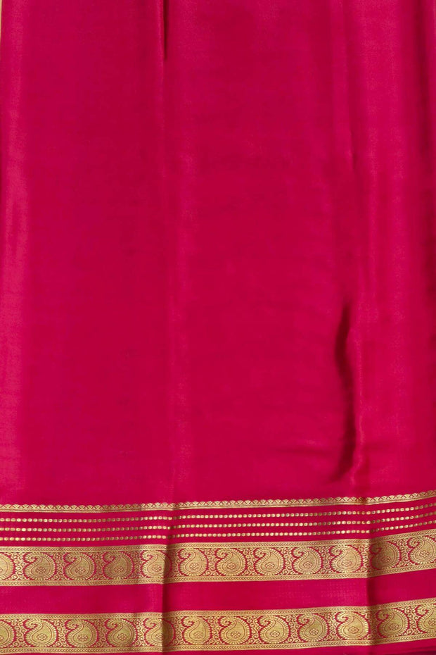 Mysore crepe pure silk saree in light peach with small checks