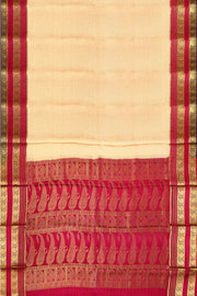 Mysore crepe pure silk saree in light peach with small checks