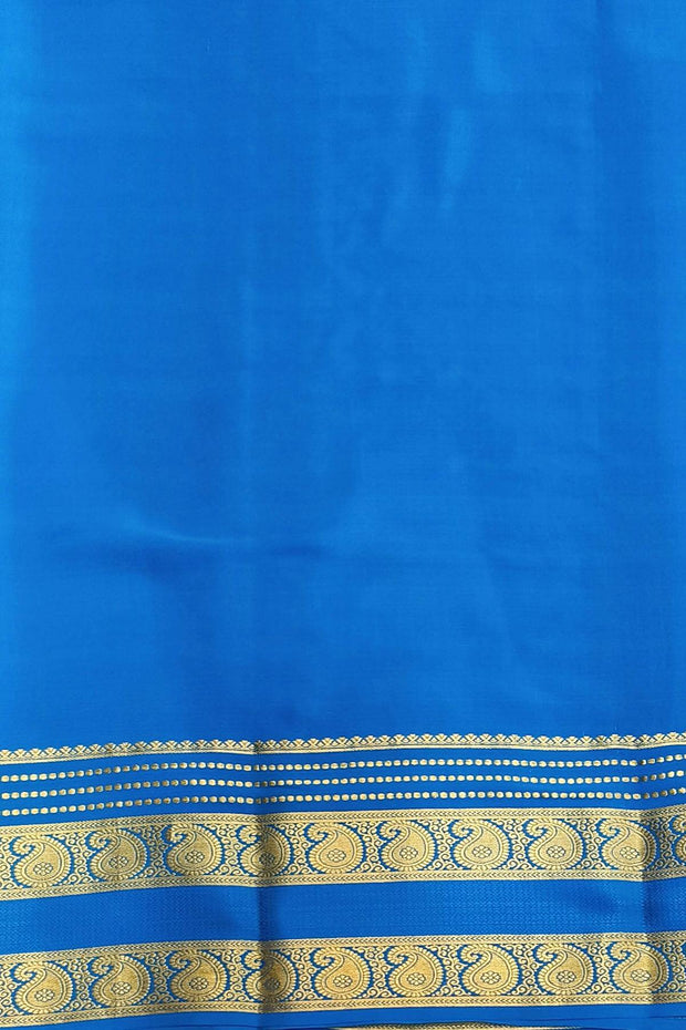Mysore crepe pure silk saree in royal blue with small checks
