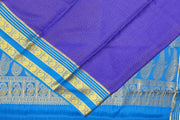 Mysore crepe pure silk saree in royal blue with small checks