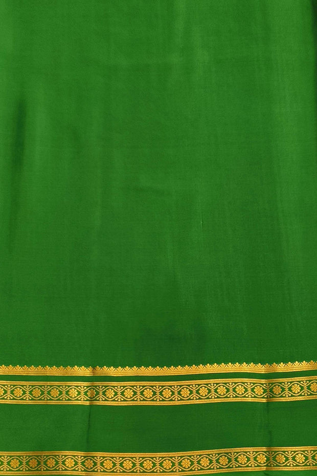 Mysore crepe pure silk saree in radium green with multi  checks