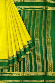 Mysore crepe pure silk saree in radium green with multi  checks