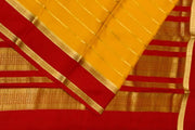 Mysore crepe pure silk saree in yellow with stripes