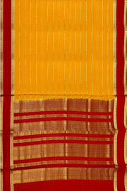 Mysore crepe pure silk saree in yellow with stripes