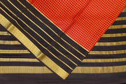 Mysore crepe pure silk saree in maroon with checks