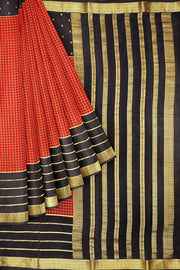 Mysore crepe pure silk saree in maroon with checks