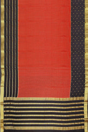 Mysore crepe pure silk saree in maroon with checks