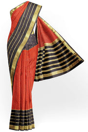 Mysore crepe pure silk saree in maroon with checks