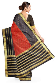 Mysore crepe pure silk saree in maroon with checks