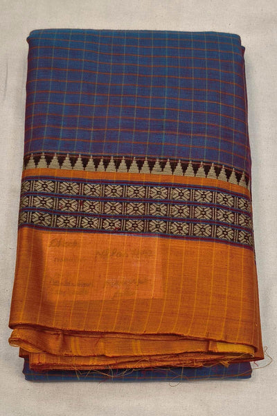 Narayanpet pure cotton saree in  checks in  double shaded grey with rudraksha border