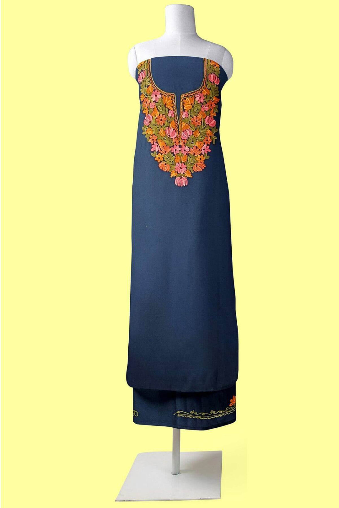Cotton salwar suit material in 2 piece with Kashmiri hand embroidery – Anivartee