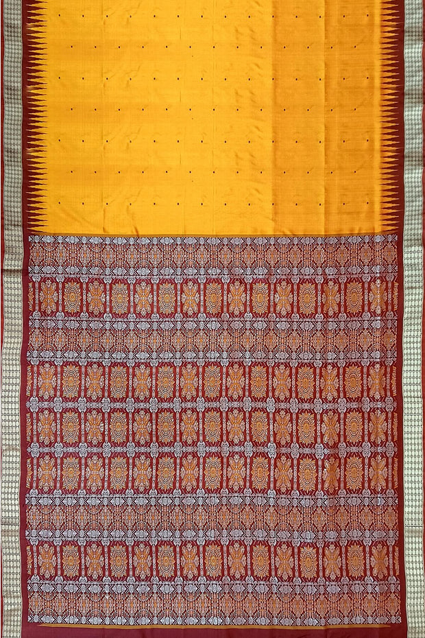 Handwoven Bomkai  pure silk saree in golden yellow