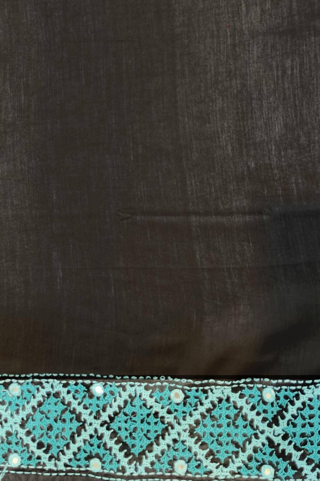 Beautiful silk organza saree in black with kutch work
