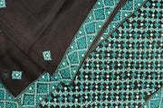 Beautiful silk organza saree in black with kutch work